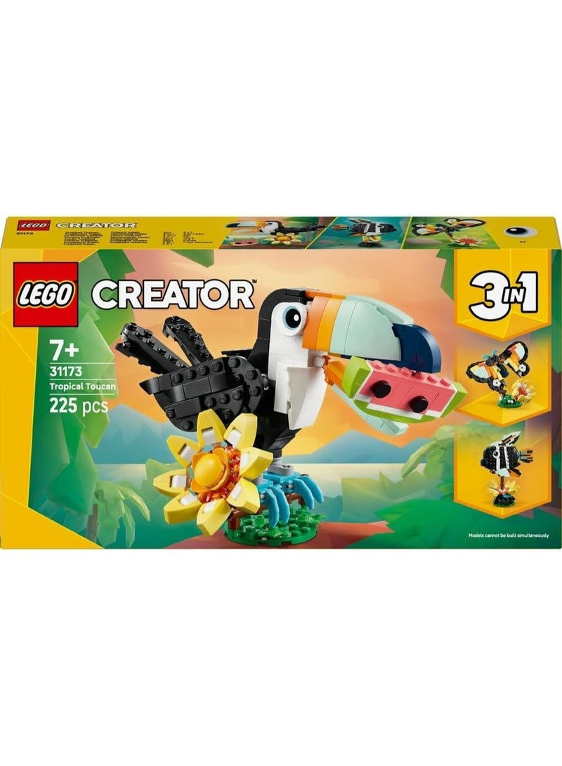 LEGO Creator 3in1 Wild Animals: Tropical Toucan with a Flower - Toy Animal Transforms into a Butterfly Figure or a Tropical Fish - Creative Gift for 7+ Year Old Girls & Boys - 31173 - Image 5